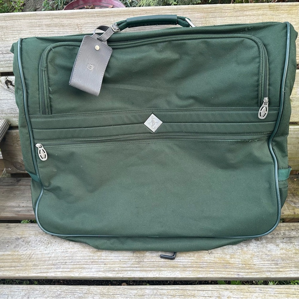 Vintage Atlantic Carry On Garment‎ Bag Suitcase Large Expandable Green